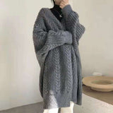 Women Knitted Cardigan Retro Fashion Minimalism Thick Loose