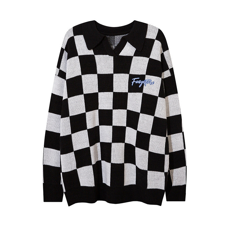 Women Sweater Vintage Contrast Jacquard Sweater