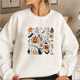 Vintage Halloween Sweatshirt Women Long Sleeve Crewneck Sweatshirt