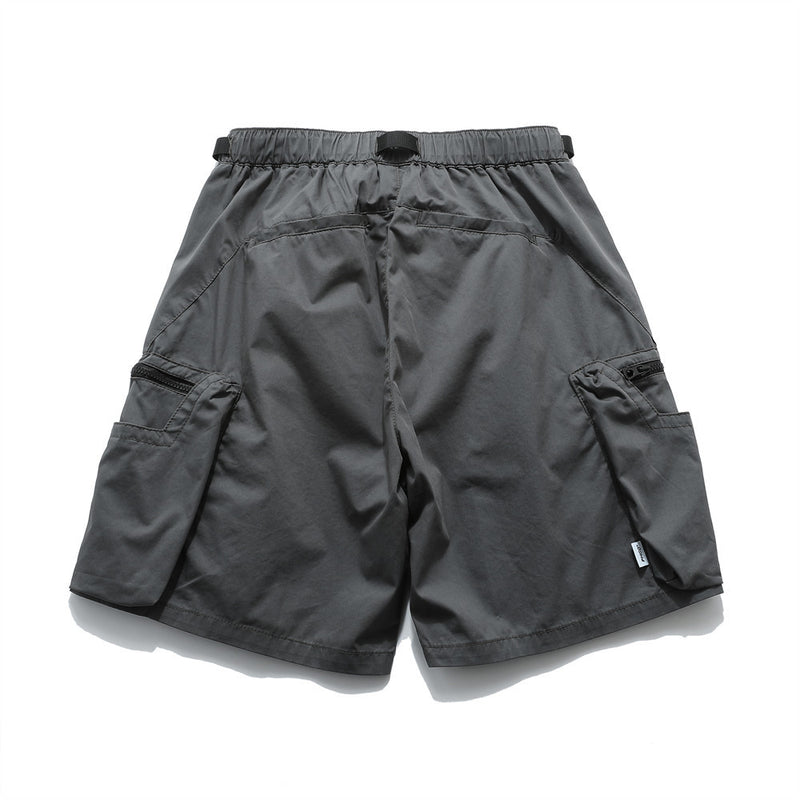 Men Shorts Multi-Pocket Workwear Casual Loose with Belt Solid Color