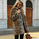 Women Fur Jacket Leopard Print Plush Coat