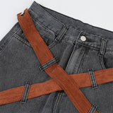 Men Jeans Bandage Hip Hop Punk Cool Personality