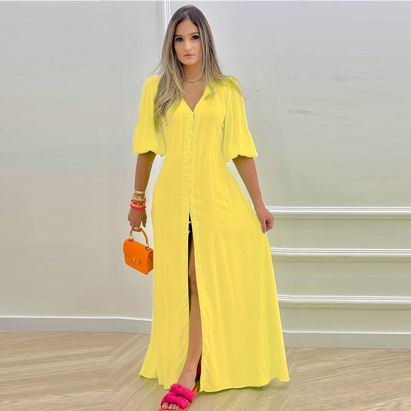 Women Dress Summer Elegant Slim Shirt Dress