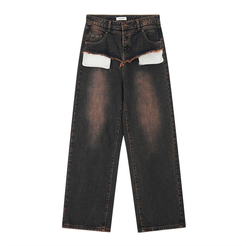Men Jeans Distressed Pocket Decoration