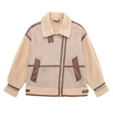 Women Cotton Coat Motorcycle Jacket Imitation Lamb Wool