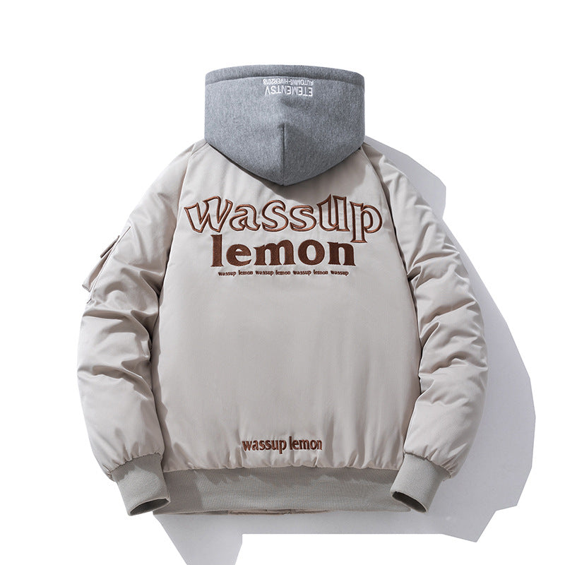 Men Vintage Jackets Jacket Embroidered Bomber Jacket Hooded Couple Baseball Uniform