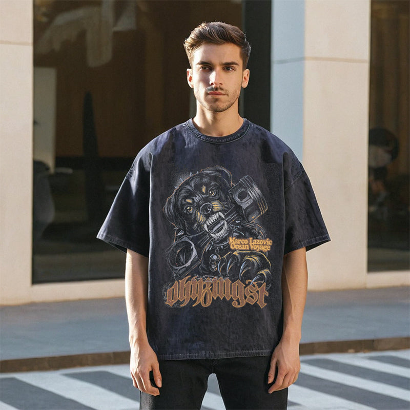 Mens Vintage T-Shirt Summer Short Sleeve T-Shirt