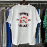 Rhude T Shirts Flame Death Knight Skull Print Cotton Casual Short Sleeve Men and Women