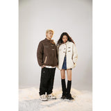 Unisex Coat Stand-up Collar Thermal Coat Loose Cotton Coat