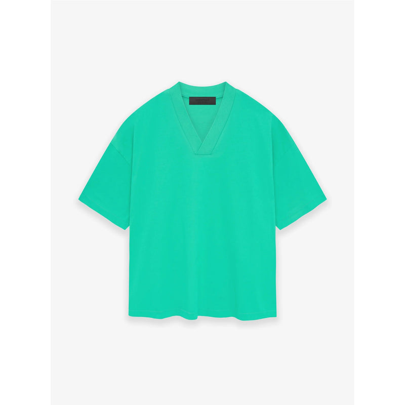 Fog Essentials T Shirts Spring Summer FGO Double Line Flocking Letter V-Neck Short Sleeve