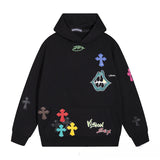 CHH Chrome Heart Hoodie Chrome Hearts Colored Cross Leather Sanskrit Hooded Sweater