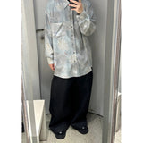 Unisex Shirts Floral Print Oversized Satin Shirt