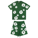 Denim Tears T Shirt ShortsPuff Print Short Sleeve T-shirt Loose Couple Shorts Suit(Options need to be purchased separately)