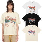 Rhude T Shirts Cannes Beach Coconut Printing Cotton Casual Short Sleeves Men and Women