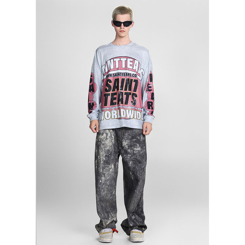 Mens Long Sleeve Shirt Saint Michael Loose Long Sleeve Shirt