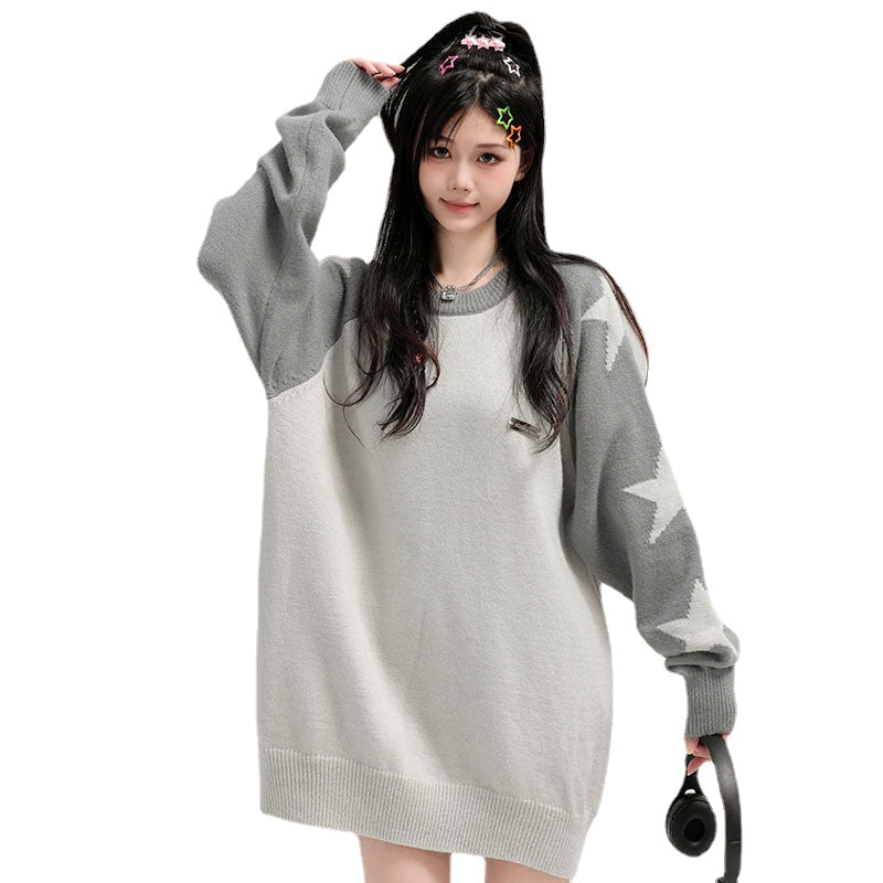 Women Sweater Preppy Style Couple Knitted Top