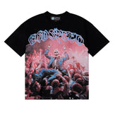 Godspeed T Shirts Skeletons Crowd Printed Cotton Casual Short Sleeves Men and Women