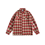 Unisex Shirt Retro Loose Long Flannel