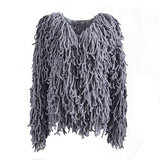 Women Fur Jacket Knitted Sweater Plush Coat