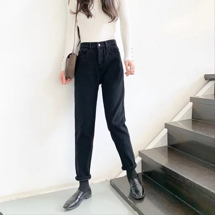 Women Jeans Fleece-lined Slim Fit Thickened Slimming