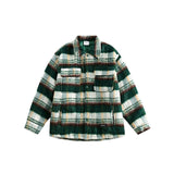 Unisex Coat Retro College Style Plaid Cotton-Padded Coat