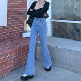 Women Jeans Slim Fit Elastic Stitching Bell-Bottom Pants