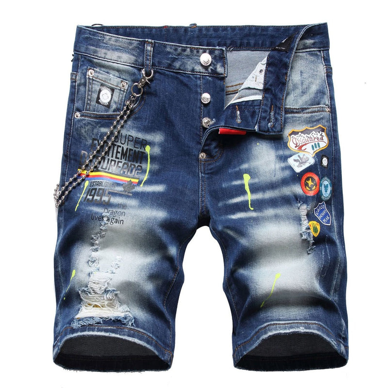 DSQ2 Short Jeans Ripped Stretch Denim Shorts