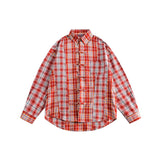 Unisex Shirt Patchwork Plaid Long Sleeve Shirt