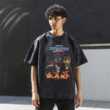 Mens Vintage T Shirt Butterfly Print Neckline Short Sleeve