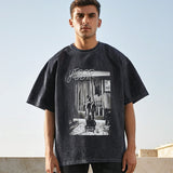 Mens Vintage T Shirt Washed and Old Short Sleeve T-Shirt