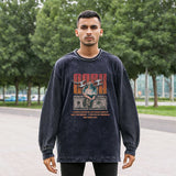 Mens Vintage Long Sleeve Shirt Autumn and Winter Trend Crew Neck Sweater Men