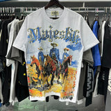 MAJESTIK T Shirts Cowboy Graphic Crop Tee Hot Diamond