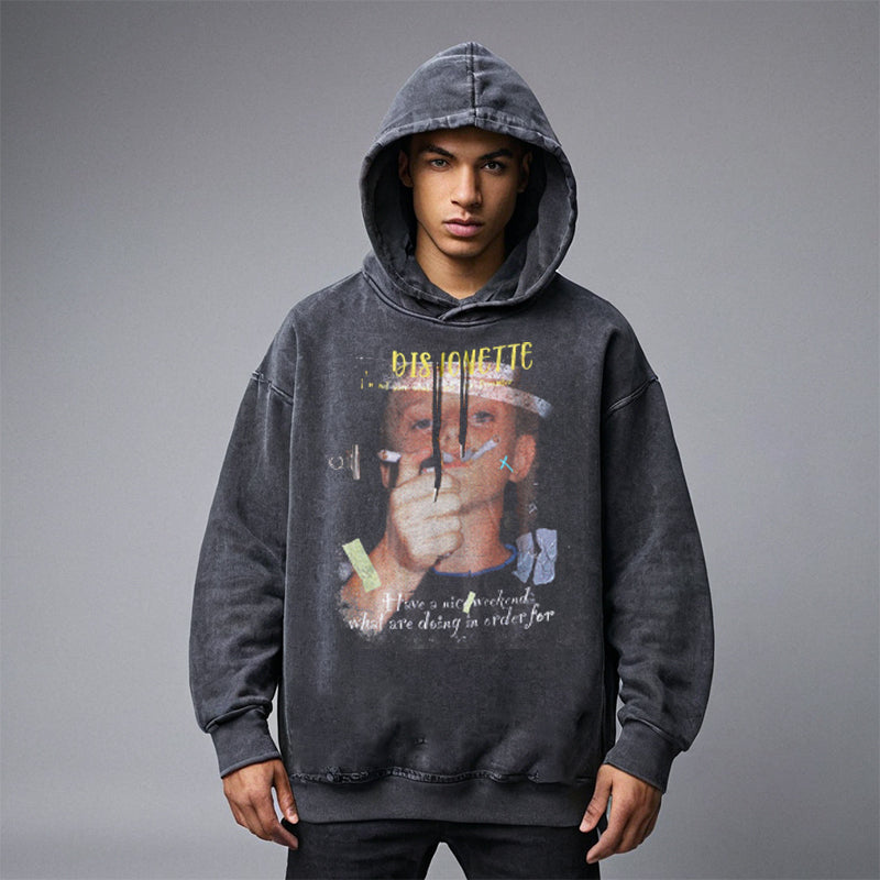 Mens Vintage Hoodie Vintage Dark Demon Hooded