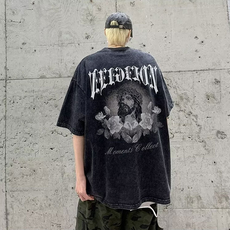 Men T Shirt Oversize Distressed Fashion Brand Short Sleeve