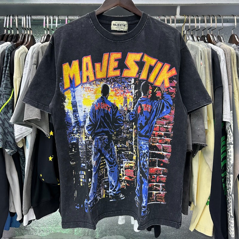MAJESTIK T Shirts Treet Artist Garment Dyed Print Crop Tee