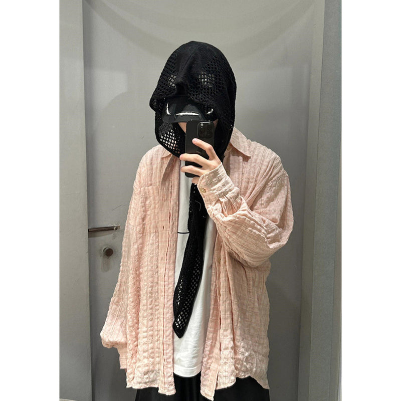 Unisex Shirts Our Legacy Pink Loose Checked Long Sleeve Shirt