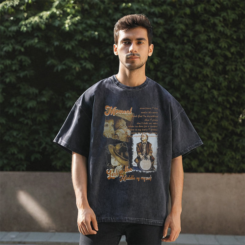 Mens Vintage T Shirt Half Sleeve T-Shirt Men