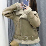 Women Cotton Coat Suede Imitation Lamb Wool Warm Jacket