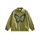 Unisex Pu Jacket Butterfly Embroidery PU Leather Jacket