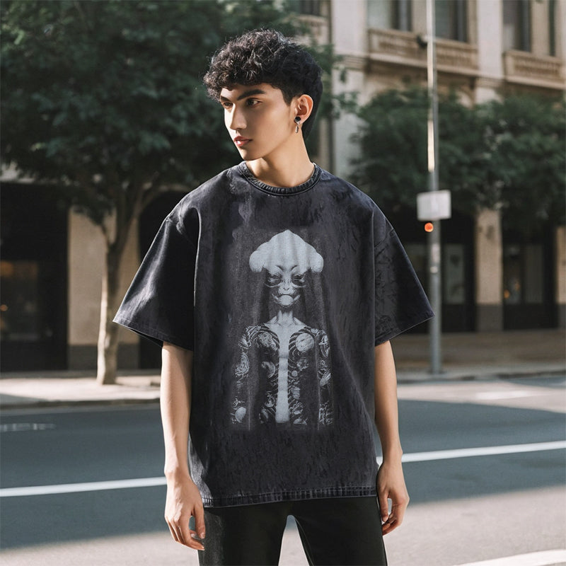 Mens Vintage T-Shirt Vintage Summer Loose