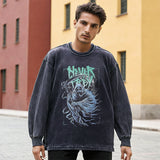 Mens Vintage Long Sleeve Shirt Printed Casual Couple Top
