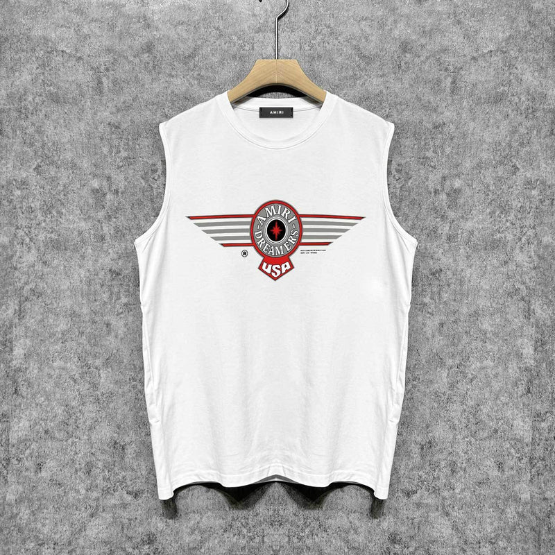 Amiri tank top flying eagle wings patch printing