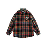 Unisex Shirt Vintage Cotton Long Sleeve Plaid Shirt
