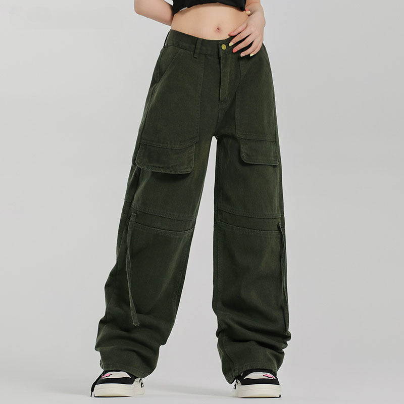 Cargo Pants Solid Color Multi-Pocket Mechanical Style Overalls