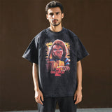 Mens Vintage T Shirt Summer Print Short Sleeve Men