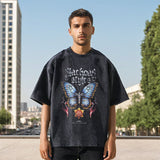 Mens Vintage T Shirt Washed and Old Short Sleeve T-Shirt