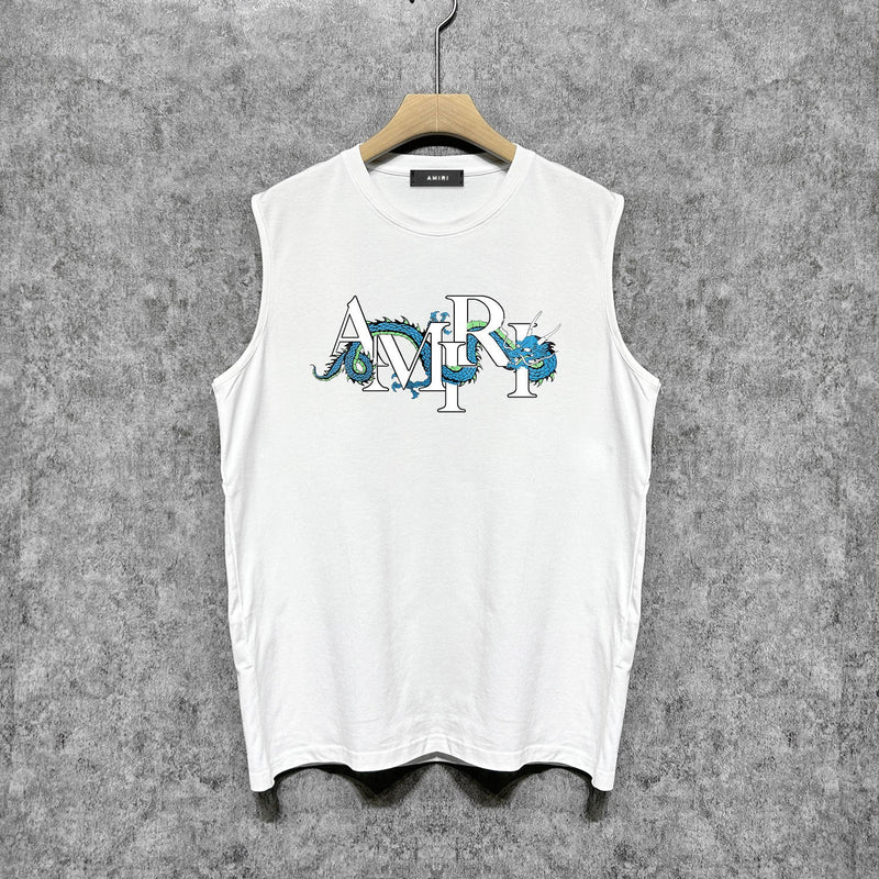 Amiri tank top overlapping letter dragon print