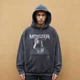 Mens Vintage Hoodie Printed Sweater Men