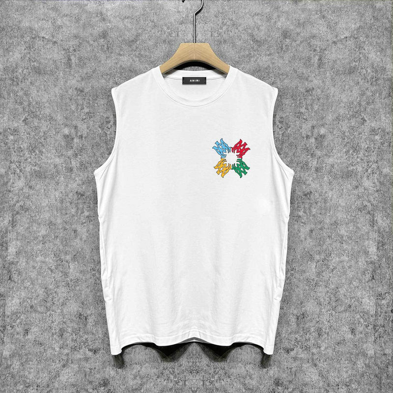 Amiri tank top color block simple logo set printing