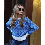 Women Work Business Casual Sweats Jacquard Knitted Sweater